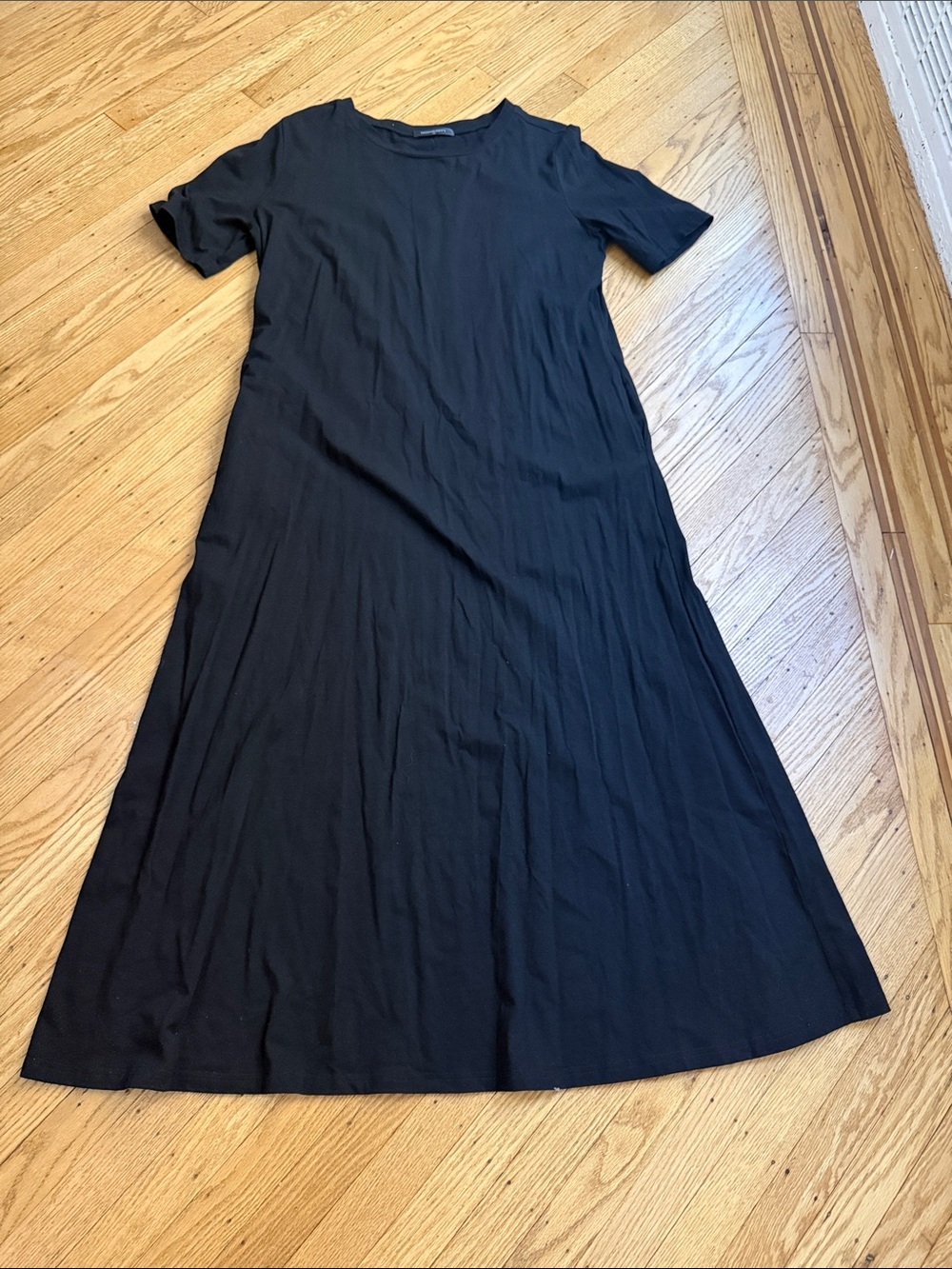 MEROKEETY Black Short Sleeve T-Shirt Maxi Dress XL Pockets